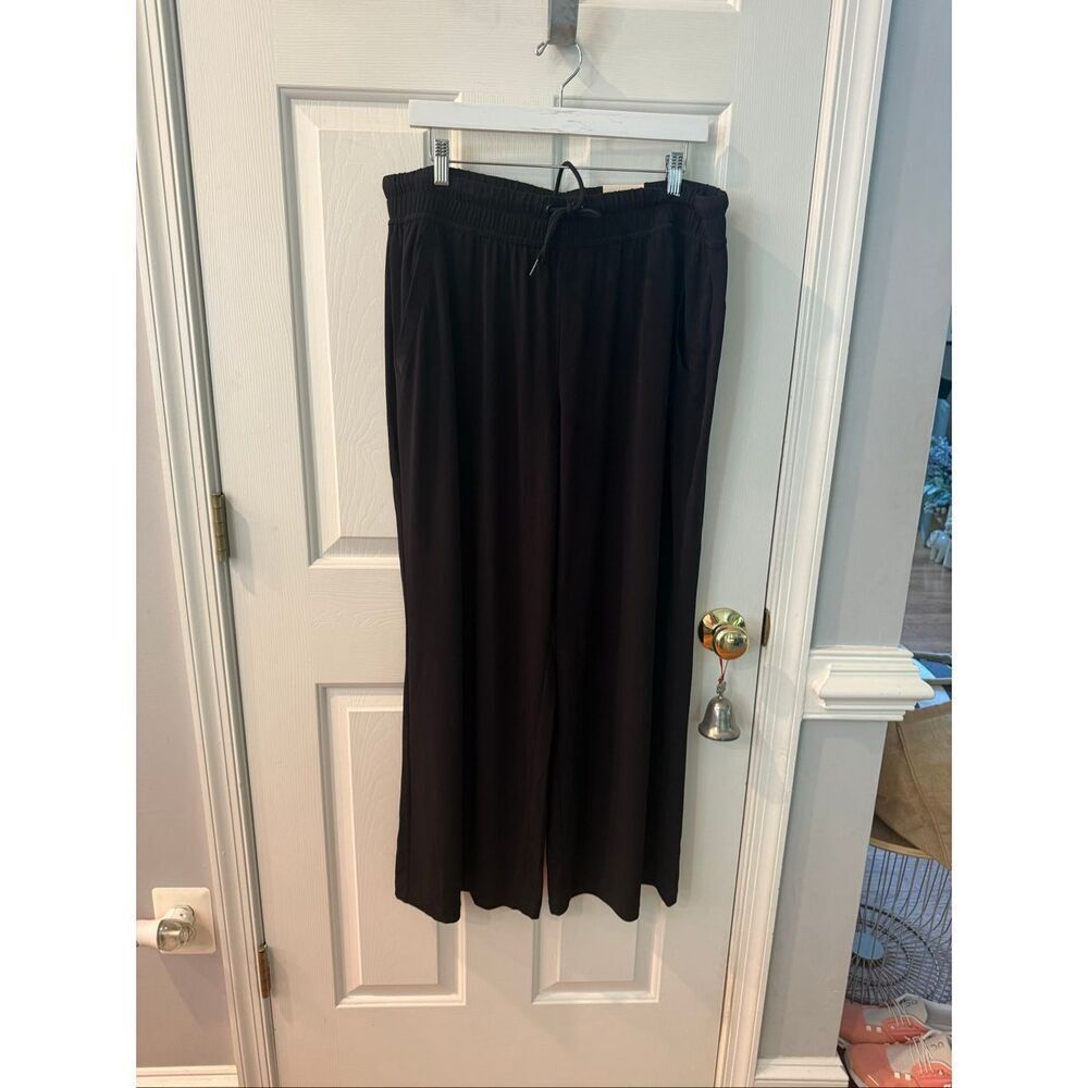 Lane Bryant Black Wide Leg Mud Rise Pull On Elastic Waist Pants sz 18/20 NWT